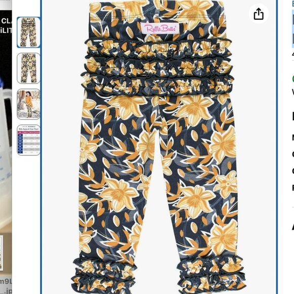 RuffleButts Soft Knit Leggings with Ruffles Ankle Length for Toddlers 2T/3T - Picture 1 of 7